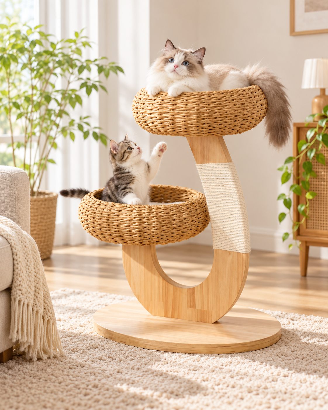Rattan cat tree product display image position retained