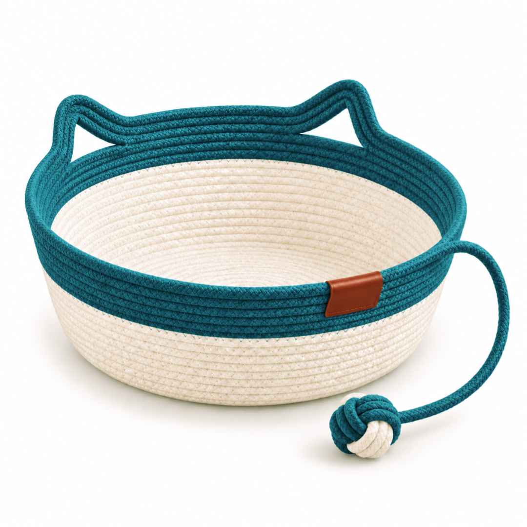 Large-capacity cat bed cotton rope storage basket 