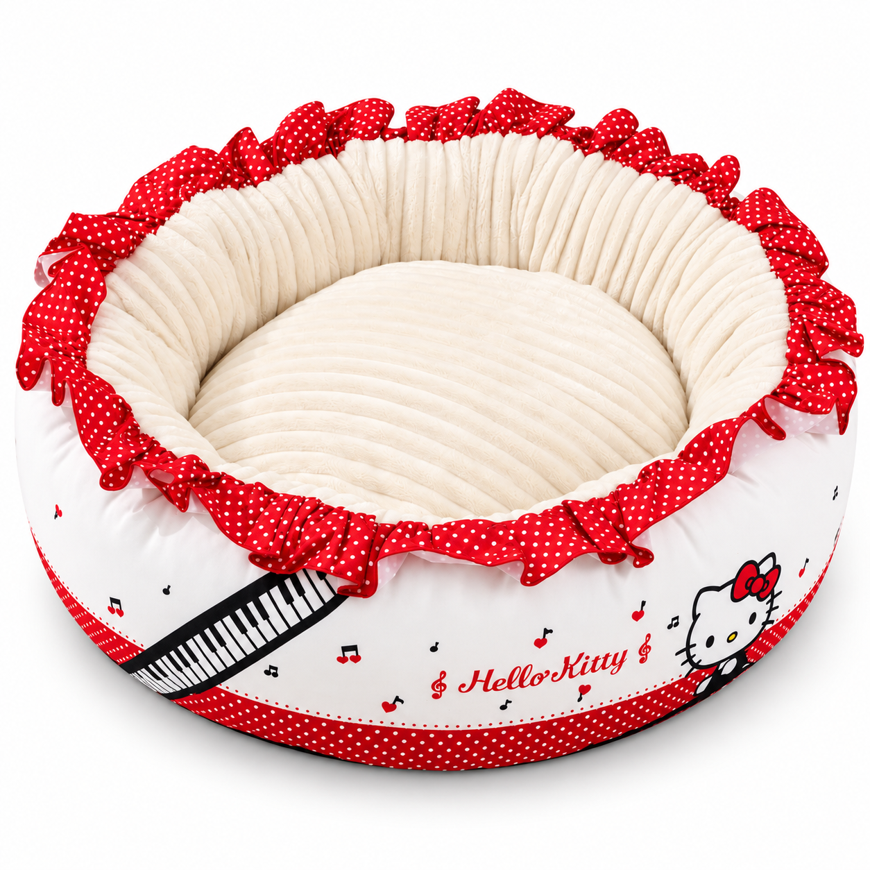 Ruffle Round Plush Dog Bed